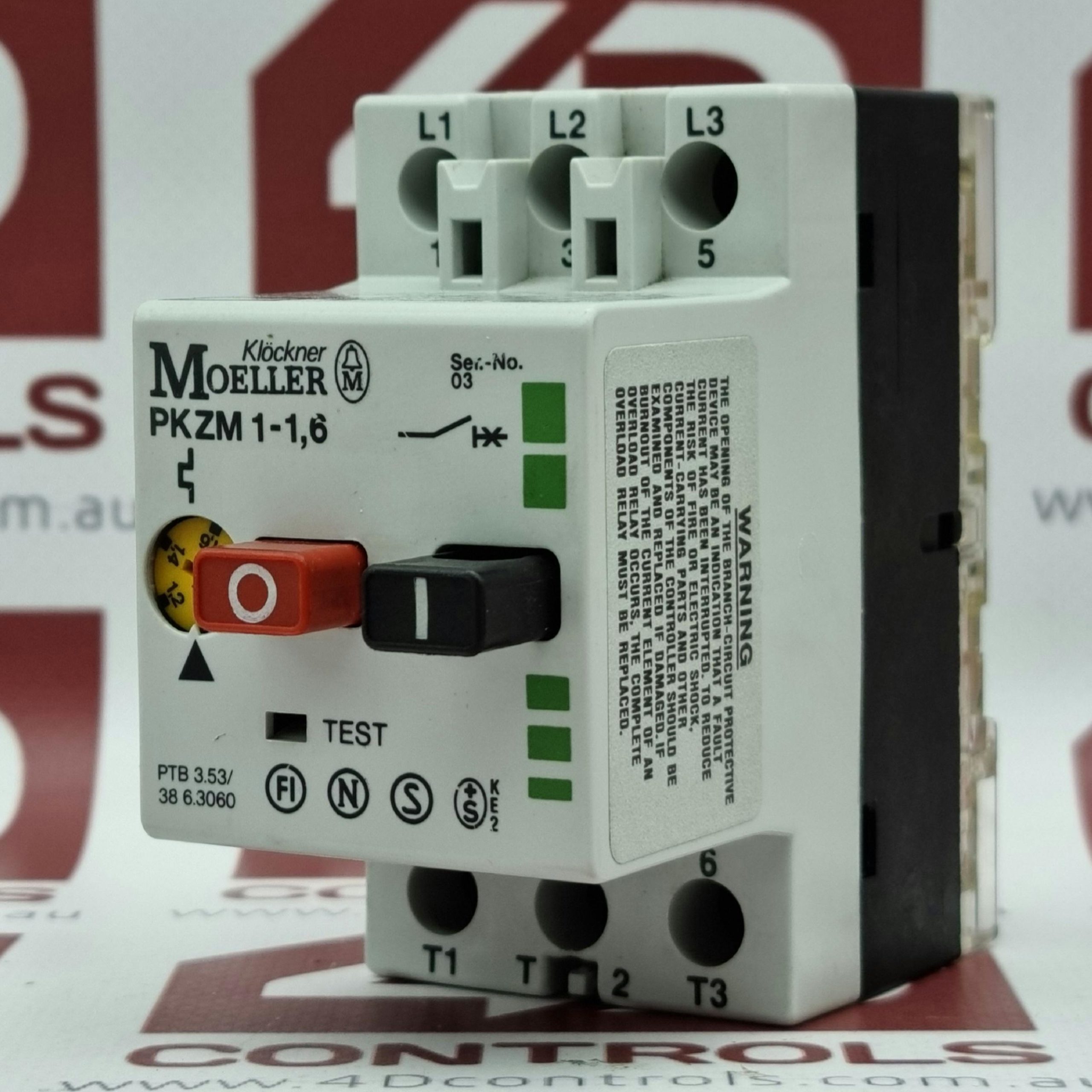 Disjoncteur Moteur Moeller PKZM061.6 – 3 Phases, Réglage 1 à 1,6A, Occasion